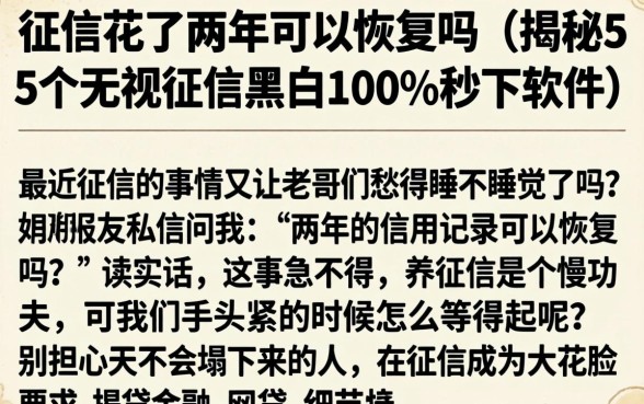 征信花了两年可以恢复吗，揭秘5个无视征信黑白100%秒下软件