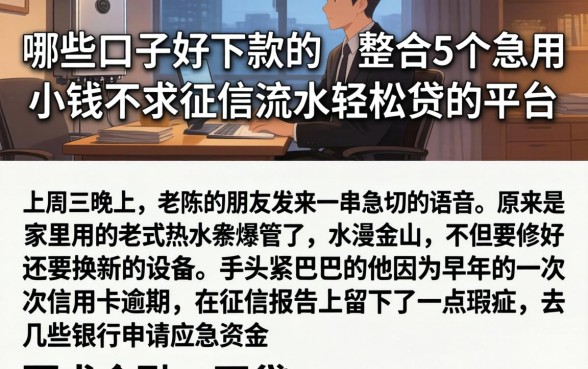 哪些口子好下款的，整合5个急用小钱不求征信流水轻松贷的平台