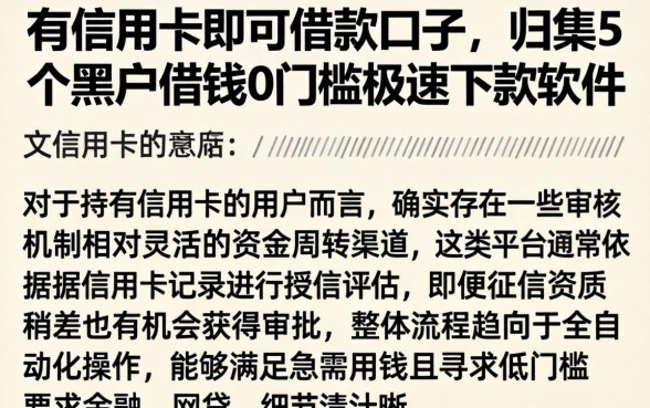 有信用卡即可借款口子，归集5个黑户借钱0门槛极速下款软件