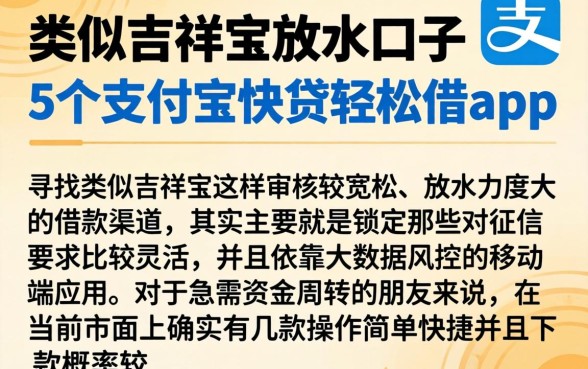 类似吉祥宝放水口子，概括5个支付宝快贷轻松借app