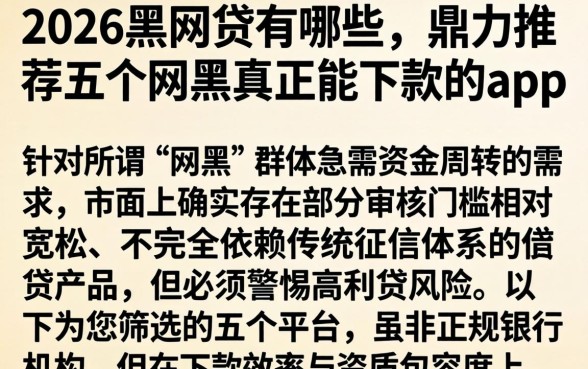 2026黑网贷有哪些，鼎力推荐五个网黑真正能下款的app