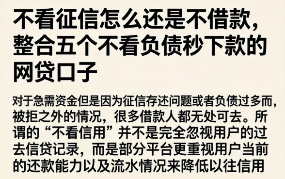 不看征信怎么还是不借款，整合五个不看负债秒下款的网贷口子