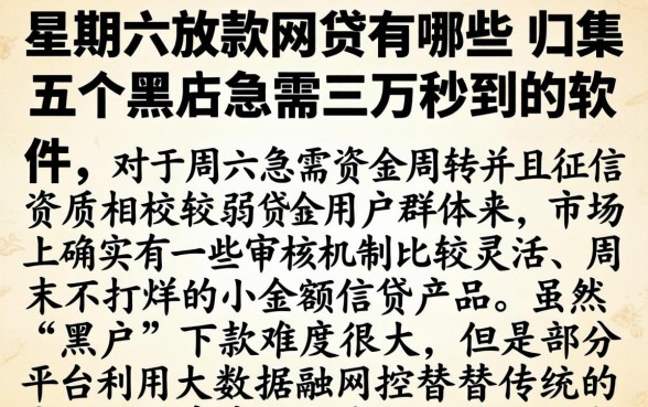 星期六放款的网贷有哪些，归集五个黑户急需三万秒到的的软件