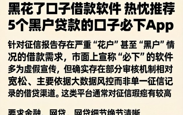 黑花了口子借款软件，热忱推荐5个黑户贷款的口子必下app