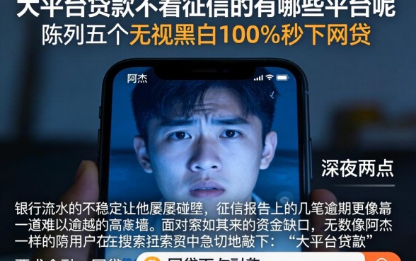 大平台贷款不看征信的有哪些平台呢，陈列五个无视黑白100%秒下网贷