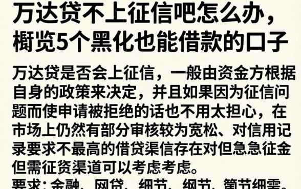 万达贷不上征信吧怎么办，概览5个黑户也能借款的口子