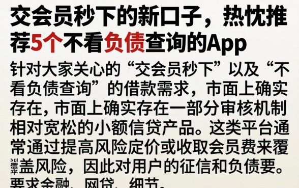 交会员秒下的新口子，热忱推荐5个不看负债查询的app
