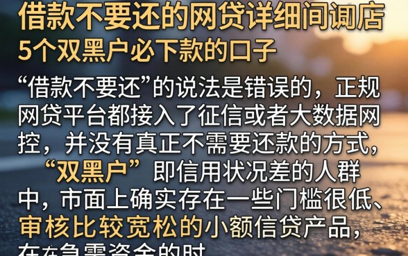 借款不要还的网贷，详细阐述5个双黑户必下款的口子