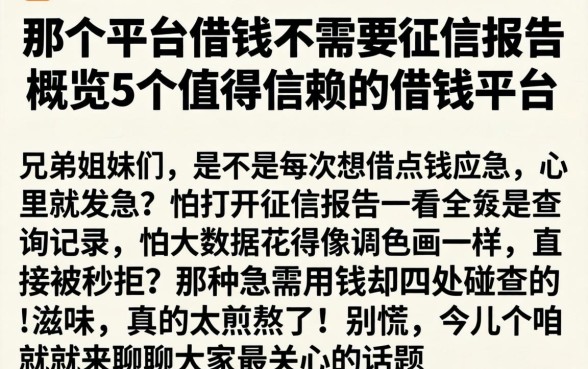 那个平台借钱不需要征信报告，概览5个值得信赖的借钱平台