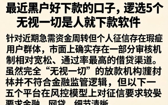最近黑户好下款的口子，遴选5个无视一切是人就下款软件