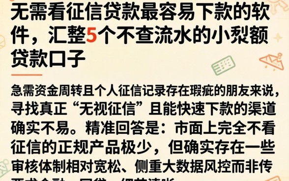 无需看征信贷款最容易下款的软件,汇整5个不查流水的小额度贷款口子