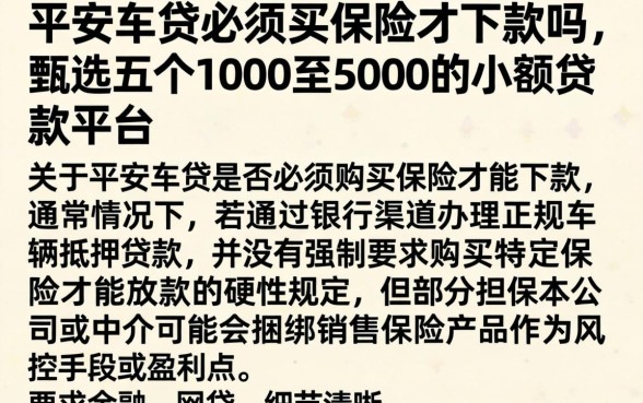 平安车贷必须买保险才下款吗，甄选五个1000至5000的小额贷款平台