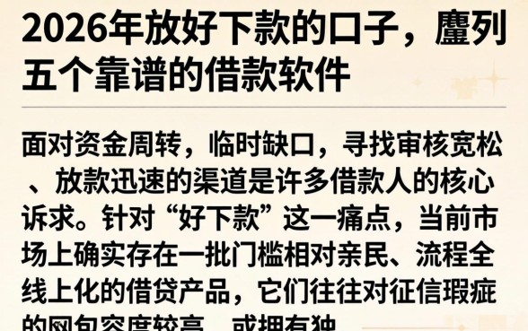 2026年放好下款的口子,胪列五个靠谱的借款软件