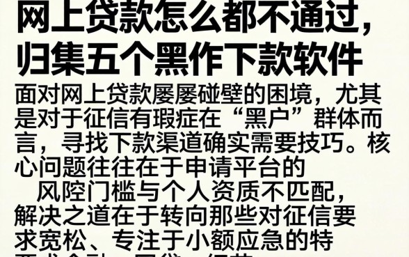 网上贷款怎么都不通过，归集五个黑户下款软件