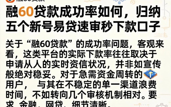 融60贷款成功率如何，归纳五个新号易贷速审秒下款口子