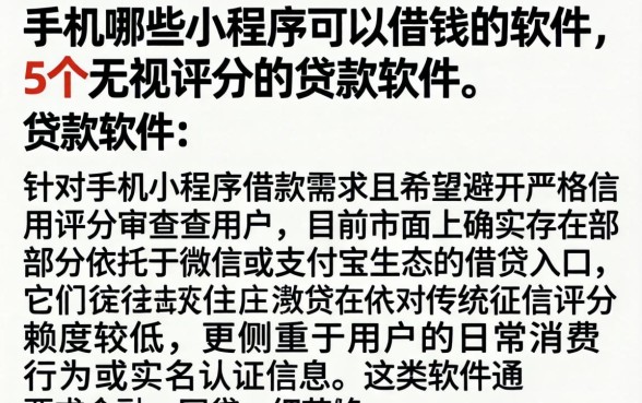 手机哪些小程序可以借钱的软件，详尽说明5个无视评分的贷款软件