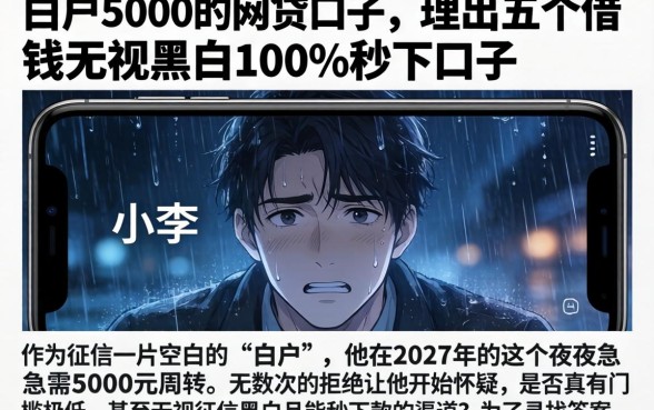 白户5000的网贷口子，理出五个借钱无视黑白100%秒下口子
