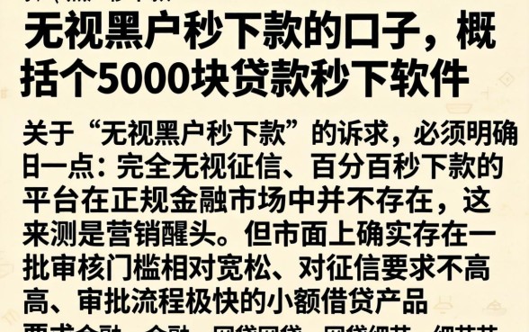 无视黑户秒下款的口子，概括5个5000块贷款秒下软件