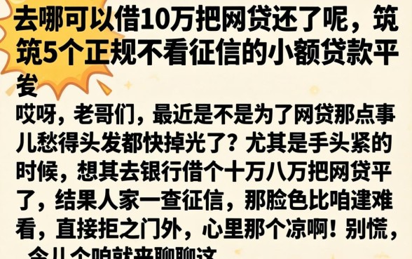去哪可以借10万把网贷还了呢,规整5个正规不看征信的小额贷款平台