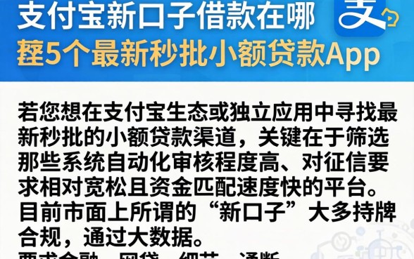 支付宝新口子借款在哪，整理5个最新秒批小额贷款app