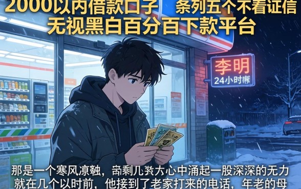 2000以内借款口子，条列五个不看征信无视黑白百分百下款平台