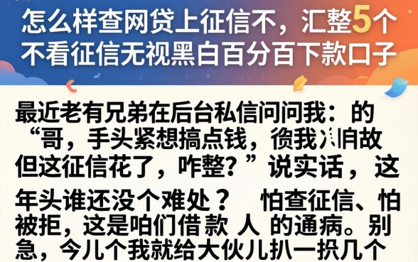 怎么样查网贷上征信不，汇整5个不看征信无视黑白百分百下款口子
