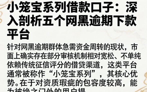小笼宝系列借款口子，深入剖析五个网黑逾期下款平台