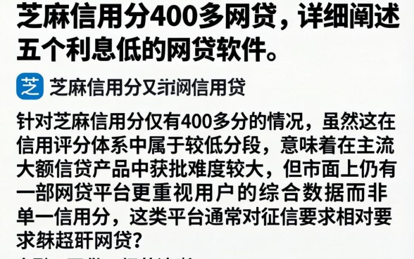 芝麻信用分400多网贷,详细阐述五个利息低的网贷软件