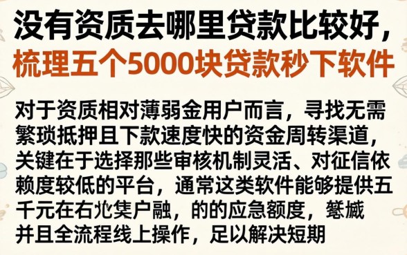 没有资质去哪里贷款比较好，梳理五个5000块贷款秒下软件