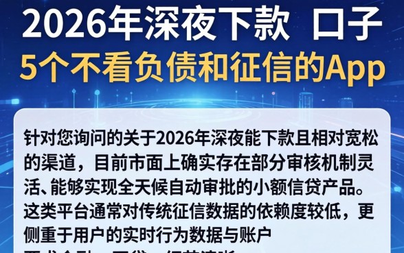 2026年深夜下款的口子，概括5个不看负债和征信的app