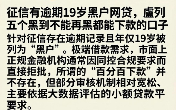 征信有逾期19岁黑户网贷,胪列五个黑到不能再黑都能下款的口子