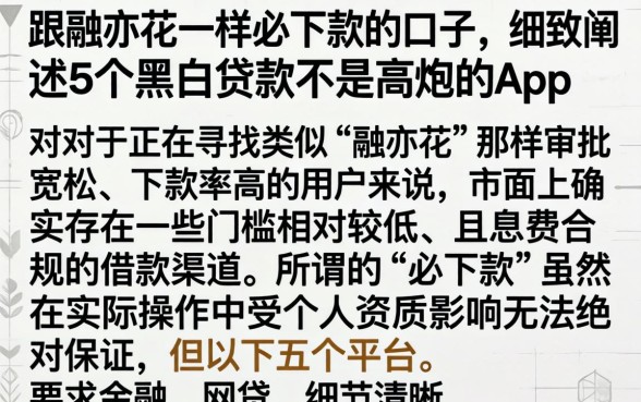 跟融亦花一样必下款的口子，细致阐述5个黑白贷款不是高炮的app