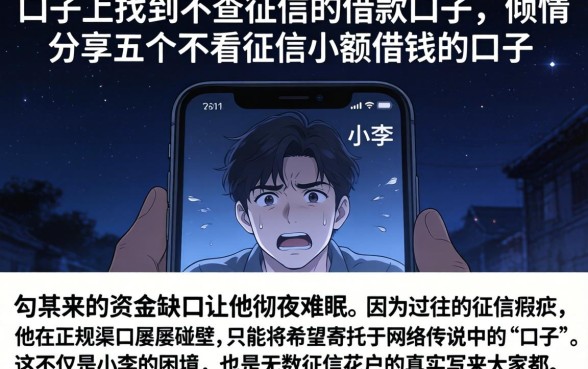 在口子上找到不查征信的借款口子,倾情分享五个不看征信小额借钱的口子