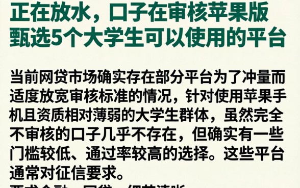 正在放水的口子不审核苹果版，甄选5个大学生可以使用的平台