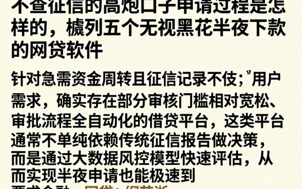 不查征信的高炮口子申请过程是怎样的，胪列五个无视黑花半夜下款的网贷软件