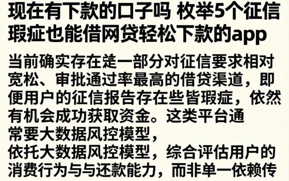现在有下款的口子吗，枚举5个征信瑕疵也能借网贷轻松下款的app