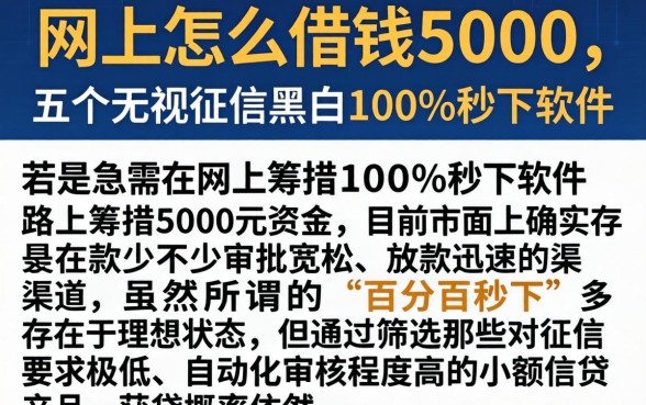 网上怎么借钱5000，详尽说明五个无视征信黑白100%秒下软件