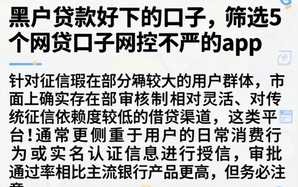 黑户贷款好下的口子，筛选5个网贷口子风控不严的app