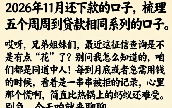 2026年11月还下款的口子,梳理五个周周到贷款相同系列的口子