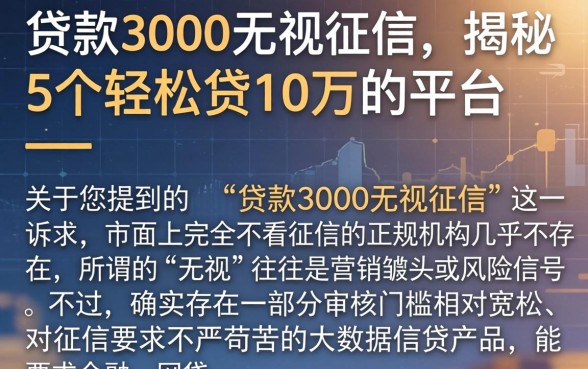 贷款3000无视征信，揭秘5个轻松贷10万的平台