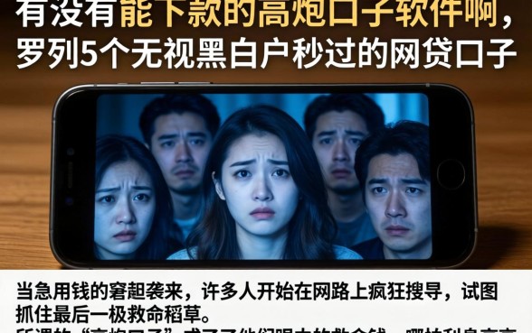 有没有能下款的高炮口子软件啊，罗列5个无视黑白户秒过的网贷口子