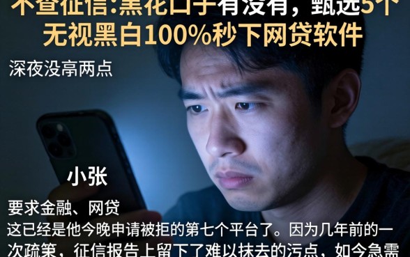 不查征信的黑花口子有没有，甄选5个无视黑白100%秒下网贷软件