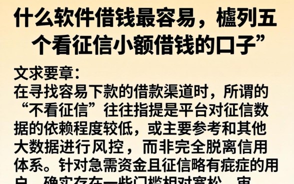 什么软件借钱最容易,胪列五个不看征信小额借钱的口子