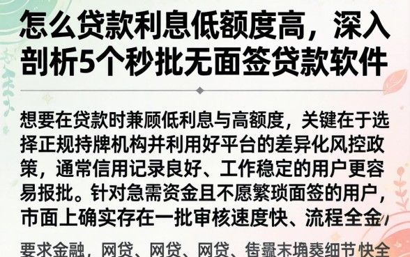 怎么贷款利息低额度高,深入剖析5个秒批无面签贷款软件