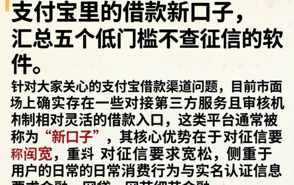 支付宝里的借款新口子,汇总五个低门槛不查征信的软件
