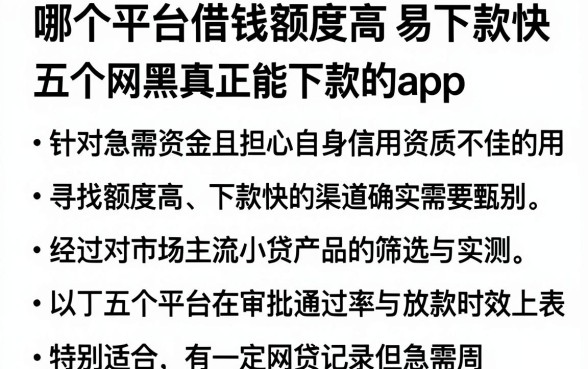 哪个平台借钱额度高易下款快,详尽说明五个网黑真正能下款的app