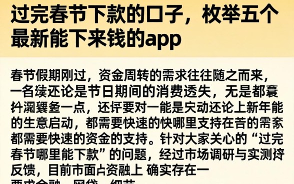 过完春节下款的口子，枚举五个最新能下来钱的app