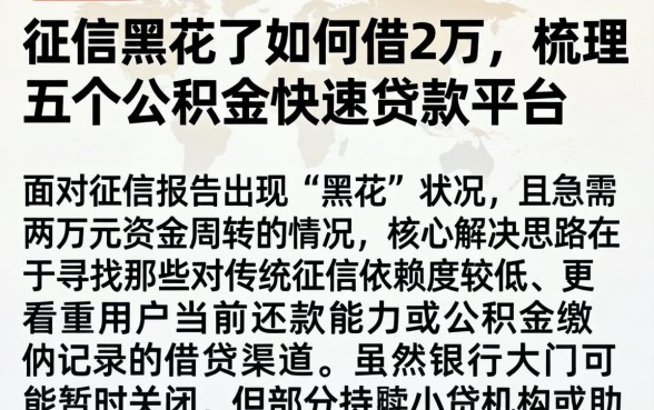 征信黑花了如何借2万，梳理五个公积金快速贷款平台