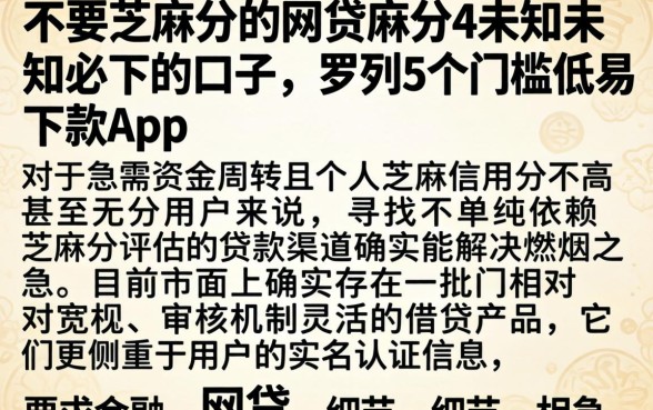 不要芝麻分的网贷麻分4未知未知必下的口子，罗列5个门槛低易下款app