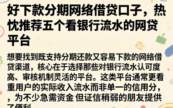 好下款的分期网络借贷口子，热忱推荐五个看银行流水的网贷平台